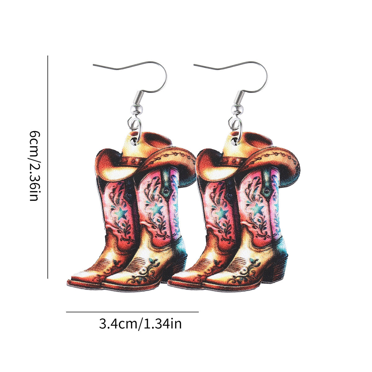 Wholesale Western style cowboy wooden double-sided earrings